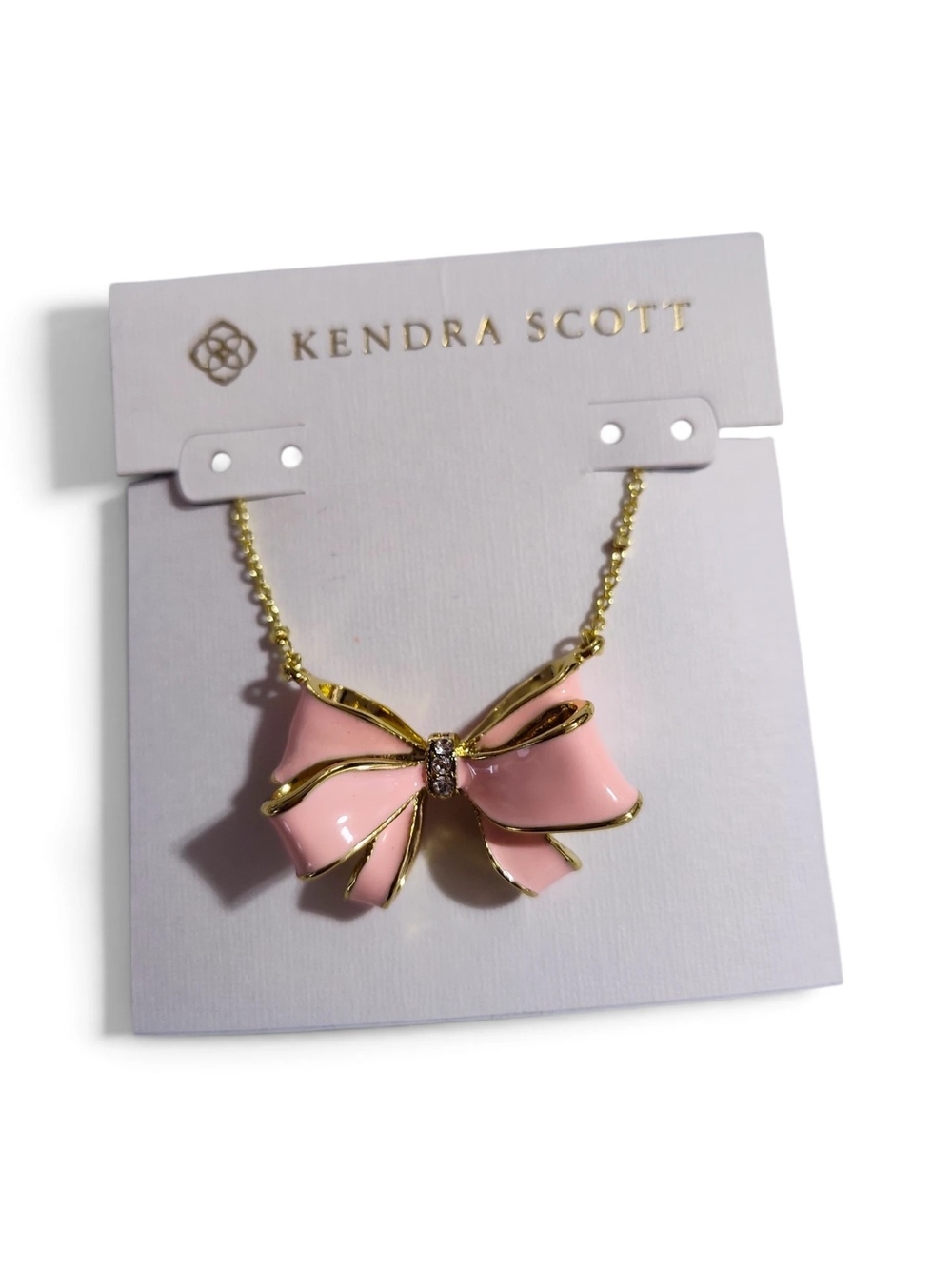 🆕️ Kendra Scott X LoveShackFancy Pink Bow Necklace & Earrings Set Gold Plating - Picture 3 of 8